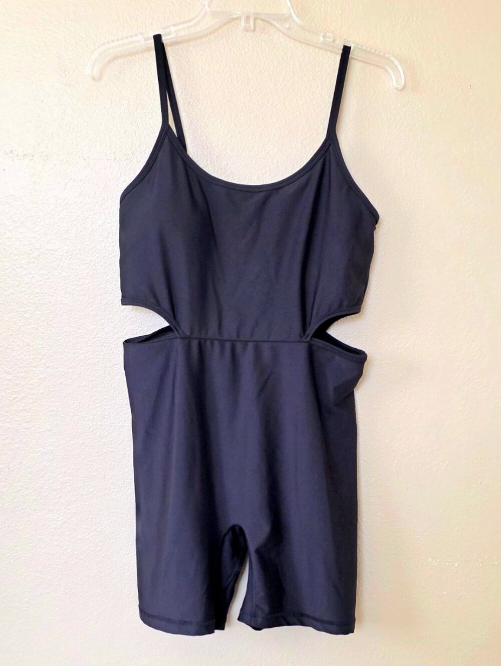 Old Navy PowerSoft Black Cutout Waist 6 Inch Inseam Bodysuit